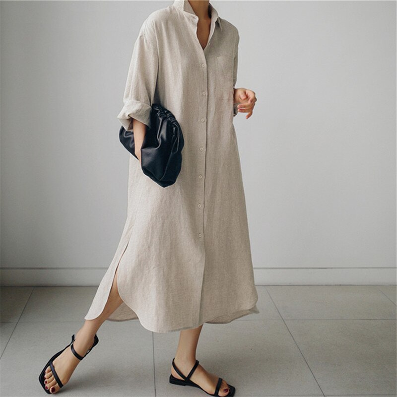 Maxi Long Sleeve Casual Tunic Dress