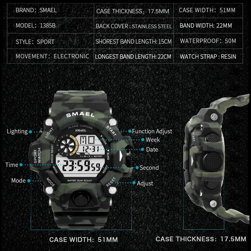 Digital Watch 50M Waterproof