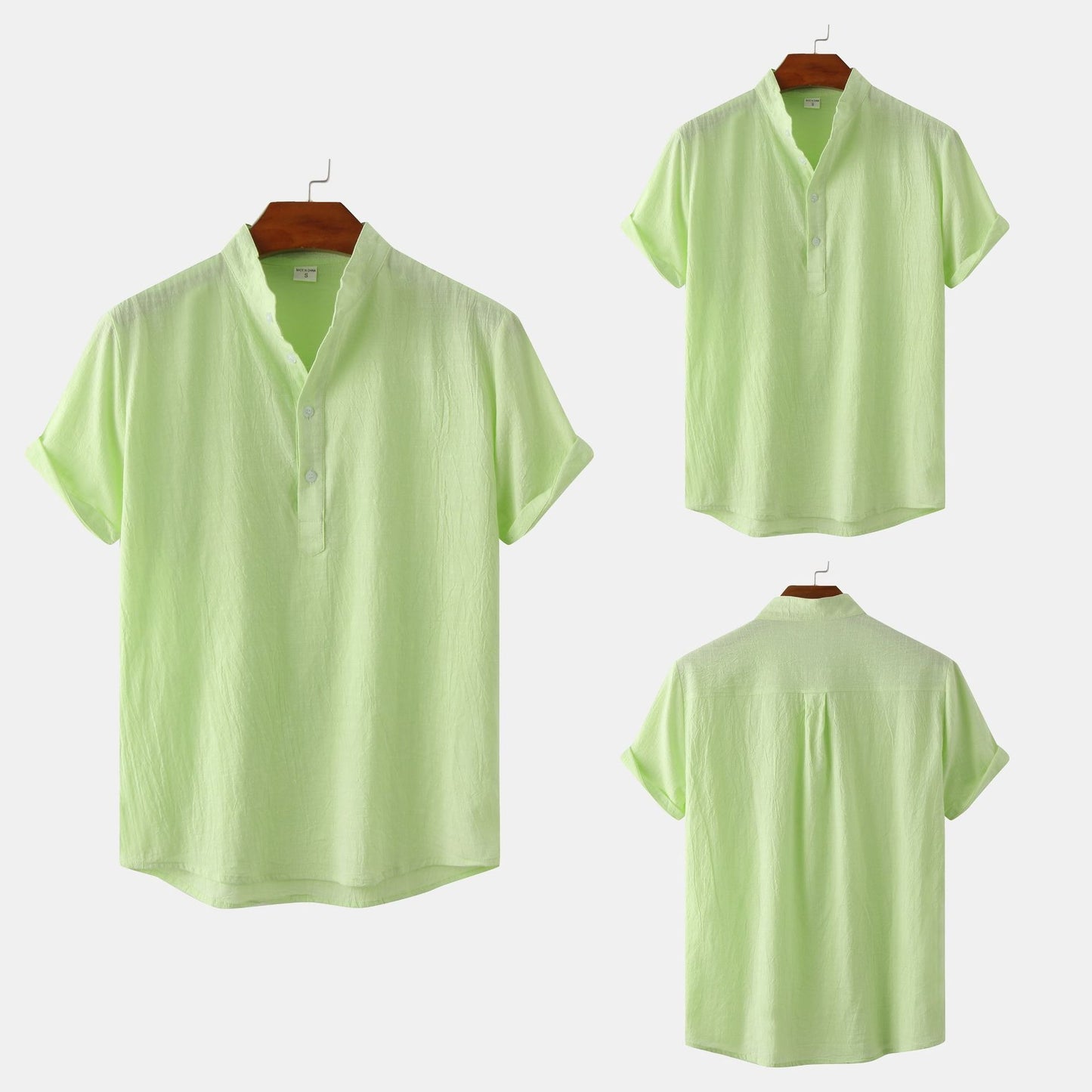 Cotton and Linen Short Sleeved Shirt