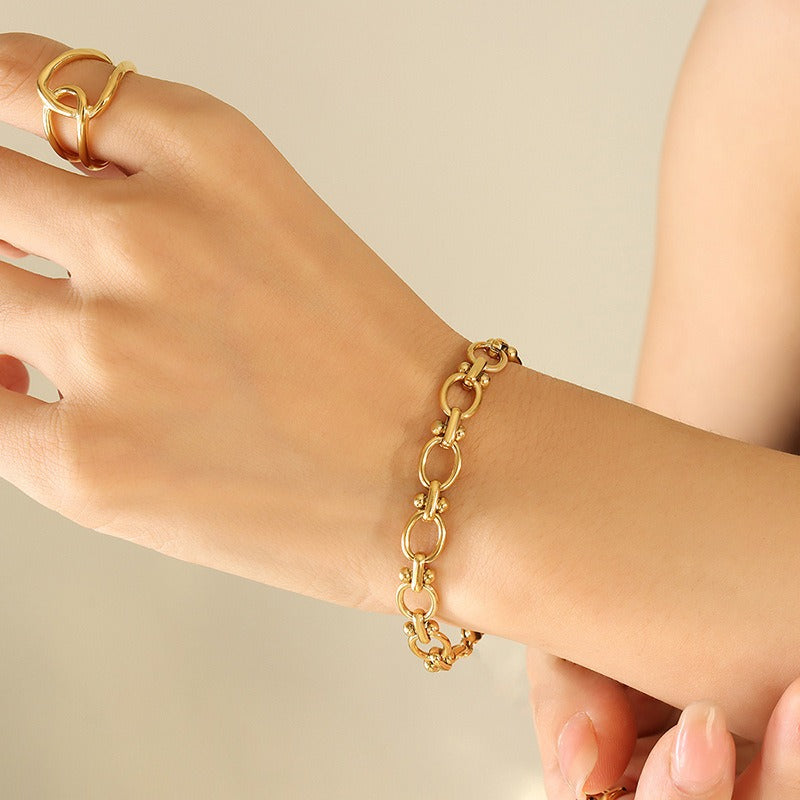 Gold & Steel Lock Bracelet