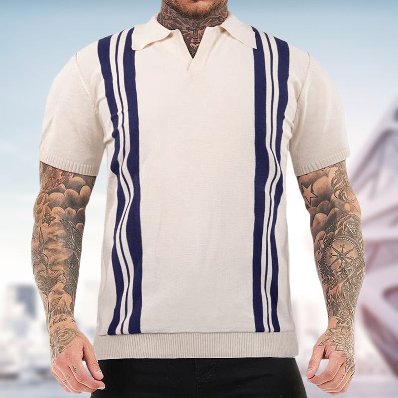 Striped short sleeved knitted shirt