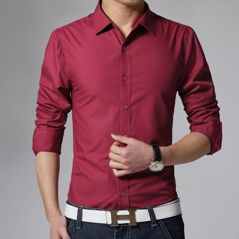 Plain Button Up Long Sleeve Shirt