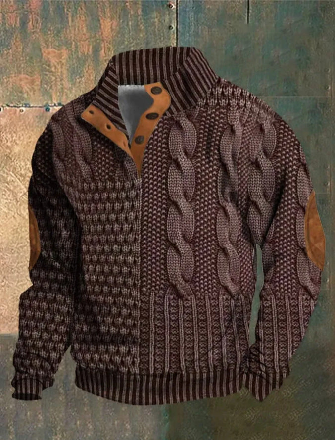 Men's Standing collar button Sweater