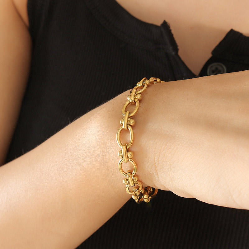 Gold & Steel Lock Bracelet