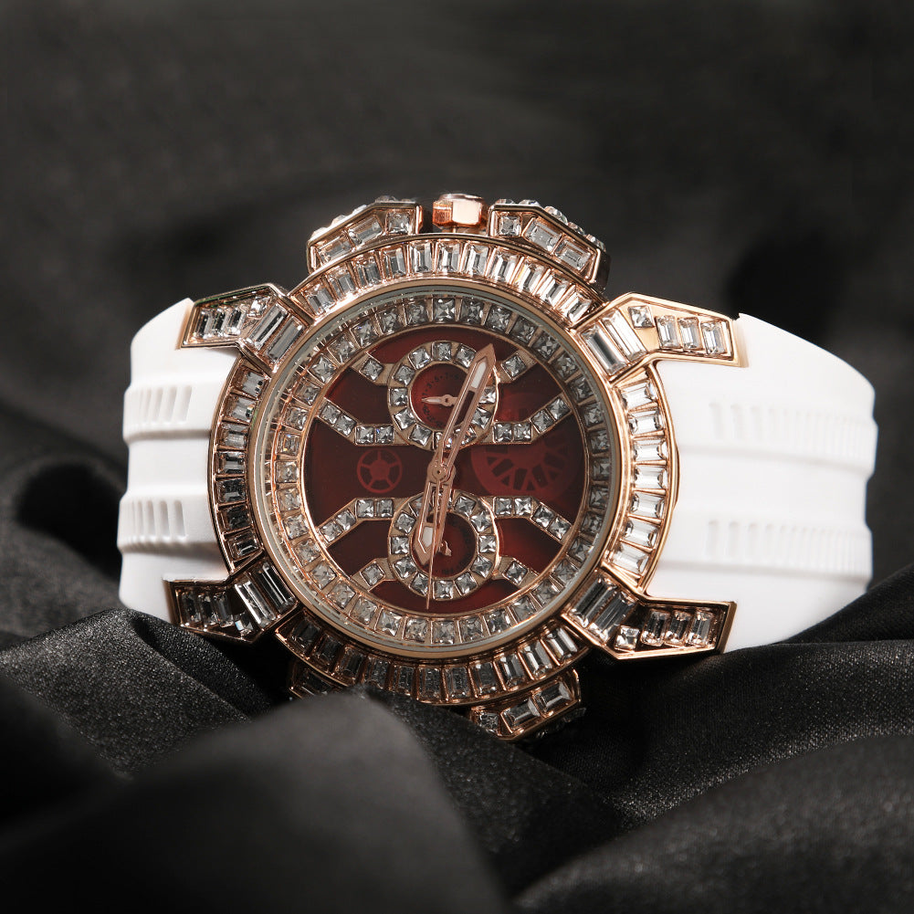 Men's Quartz Watch With A Diamond Dial Water Resistant