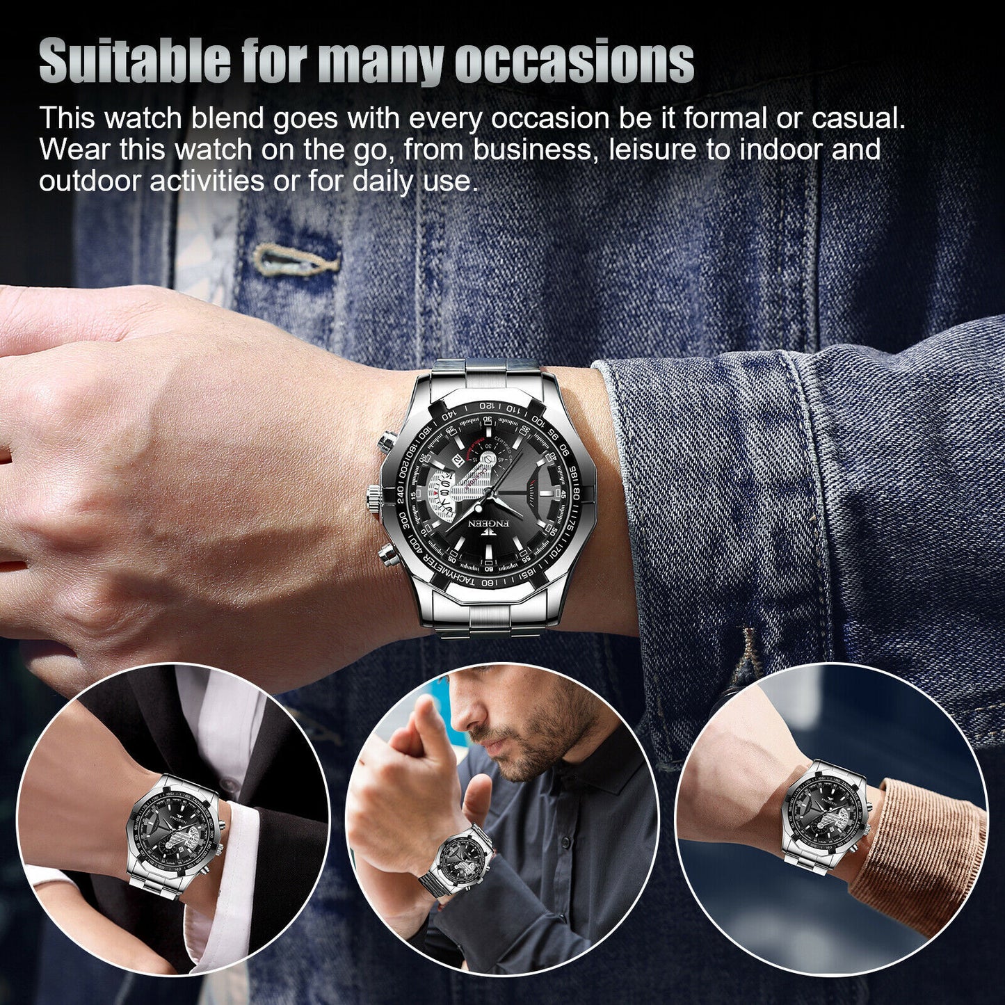 Casual Stainless Steel Watch