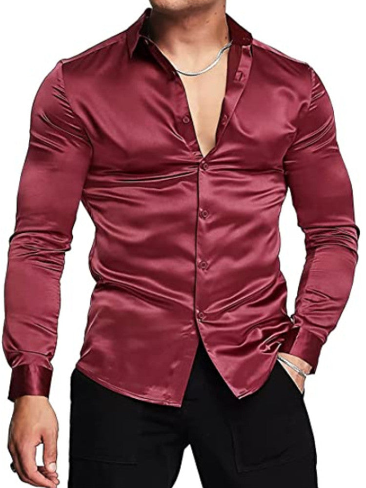 Long Sleeve Button Satin Shirt