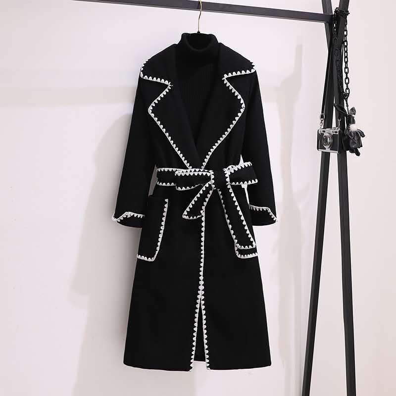 Oversized Long Lapel Slim Wool Blend Coat