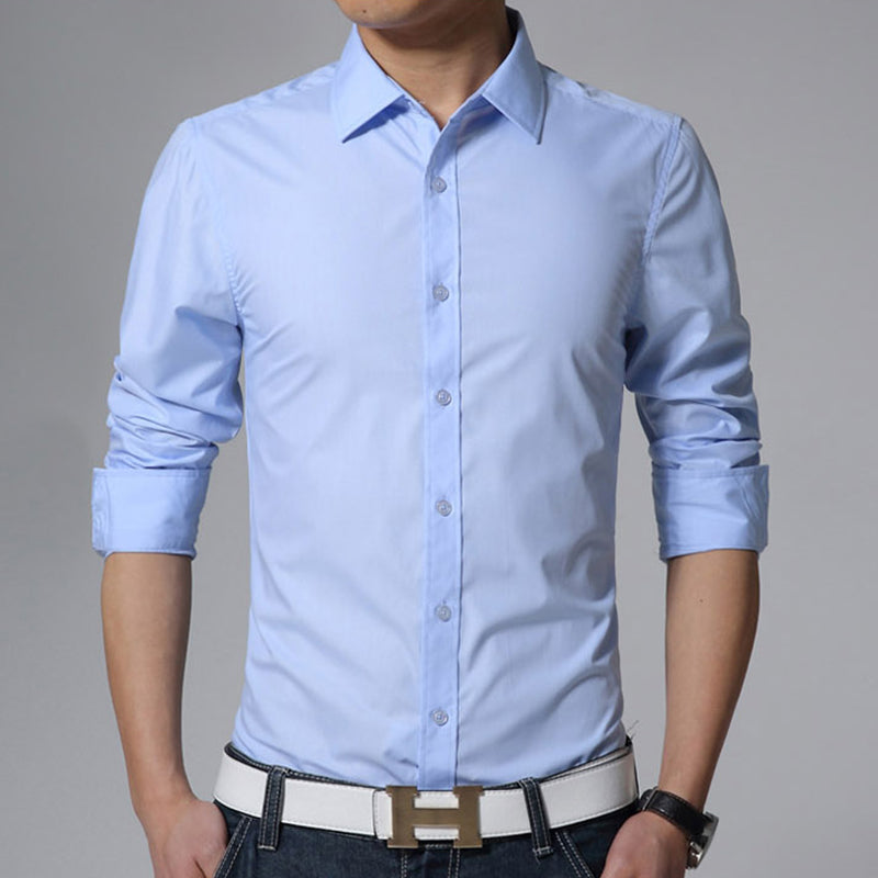 Plain Button Up Long Sleeve Shirt