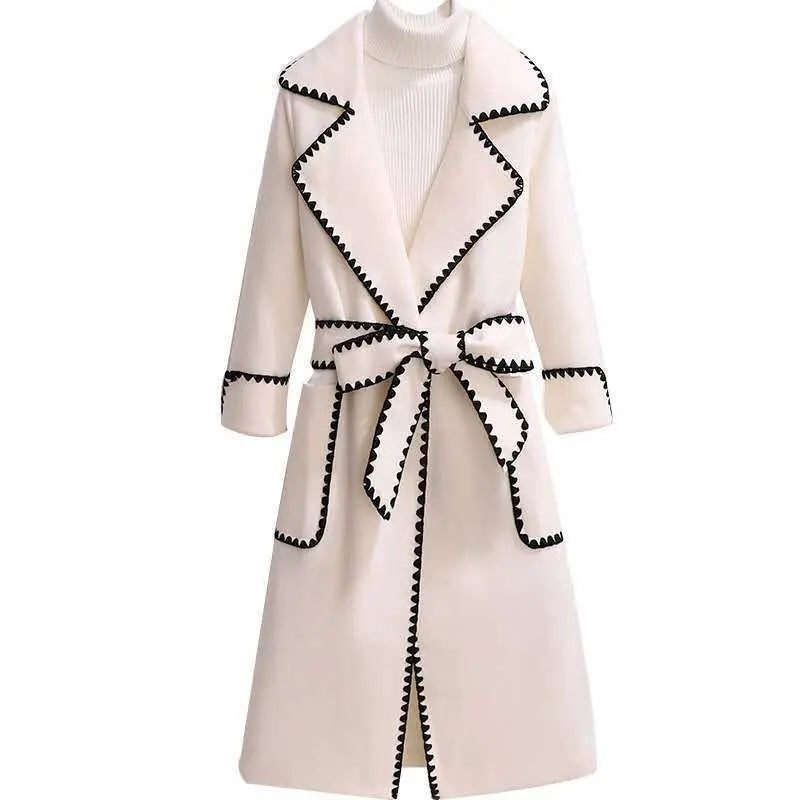 Oversized Long Lapel Slim Wool Blend Coat