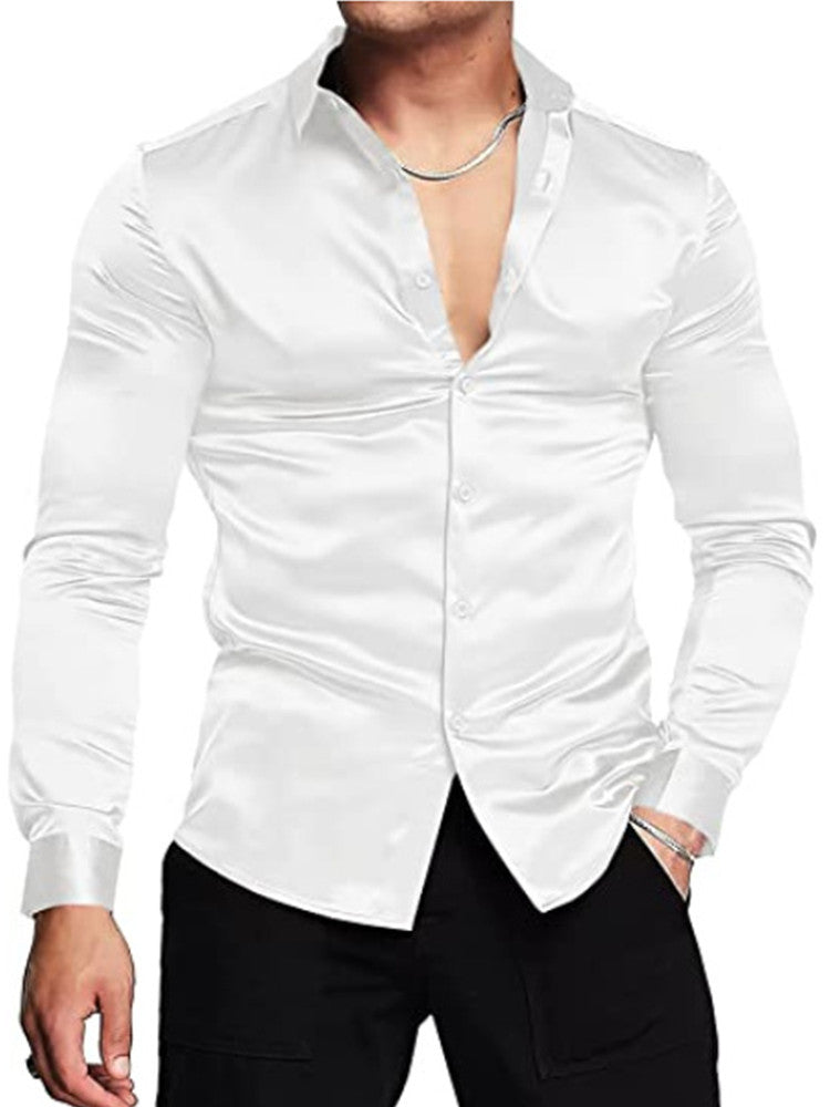 Long Sleeve Button Satin Shirt