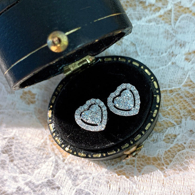 Rhinestone Heart Stud Earrings