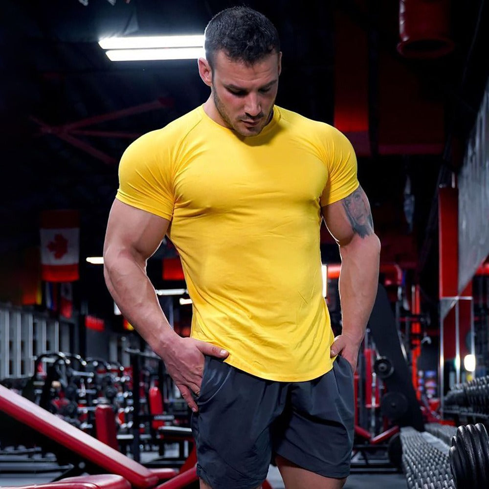 Men's Solid Color Sports Fitness T Shirt