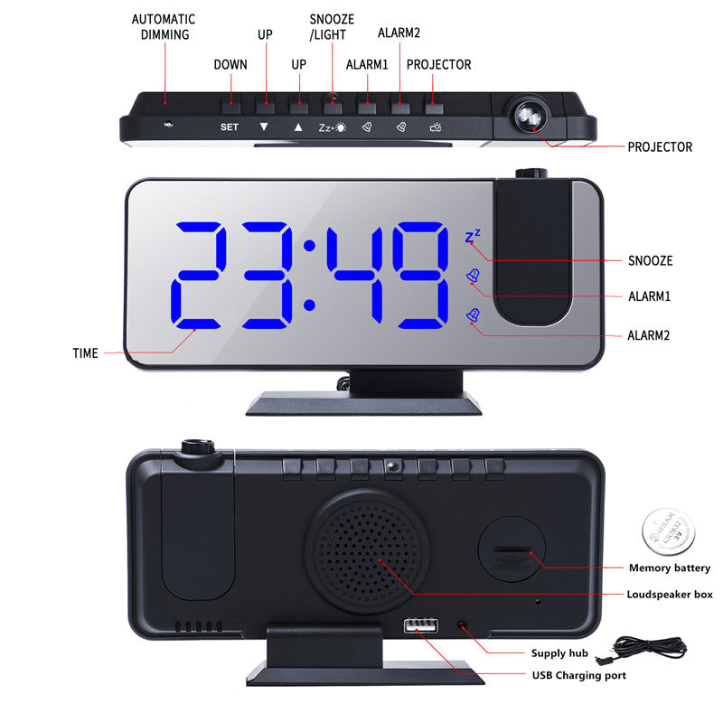 New Electronic LED Mirror Screen Alarm Clock