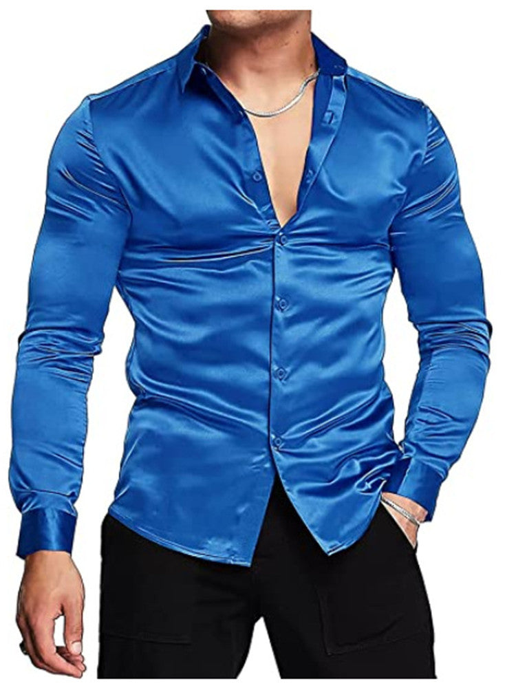 Long Sleeve Button Satin Shirt