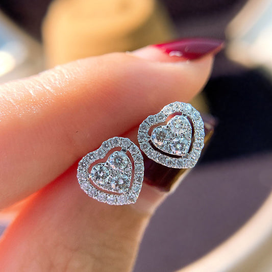 Rhinestone Heart Stud Earrings