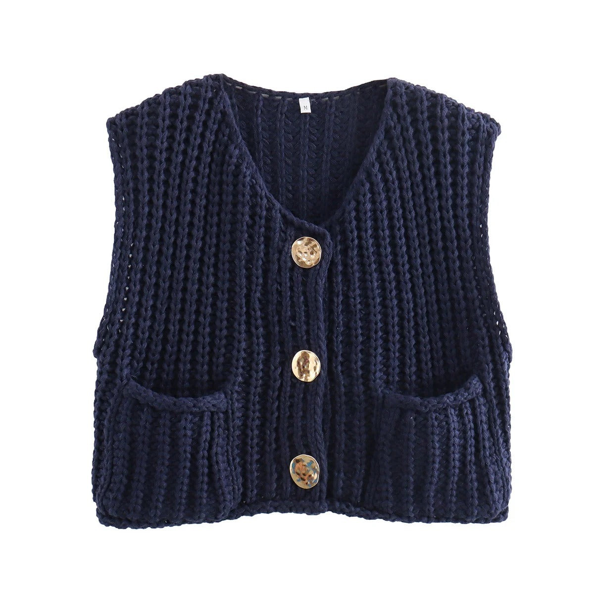 Short Knitted Cardigan Vest