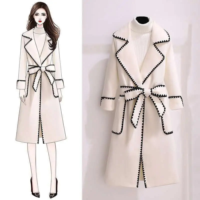 Oversized Long Lapel Slim Wool Blend Coat