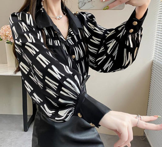 Office Style Button Down Chiffon Blouse