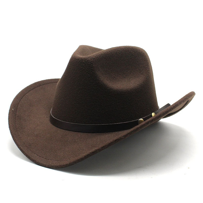 Western Denim Felt Curled Hat