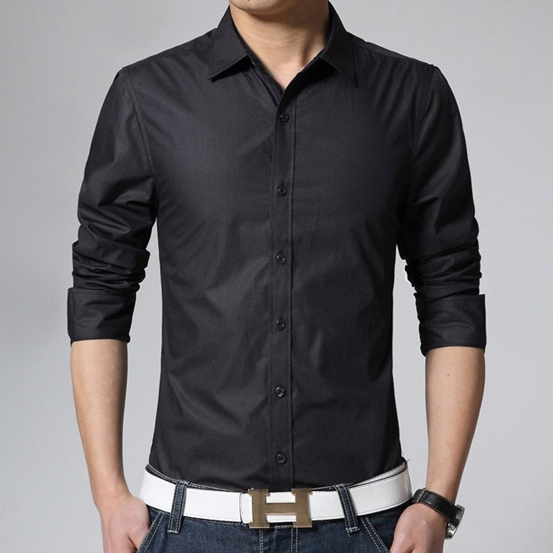 Plain Button Up Long Sleeve Shirt