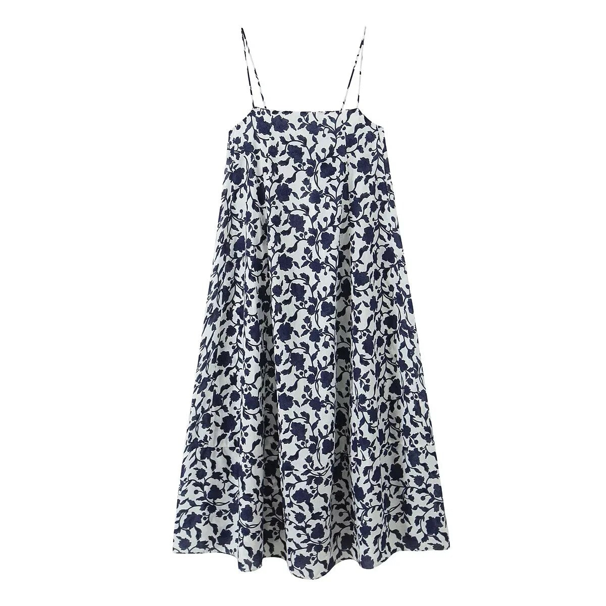 Floral Print Camisole Mid-Calf Summer Dress