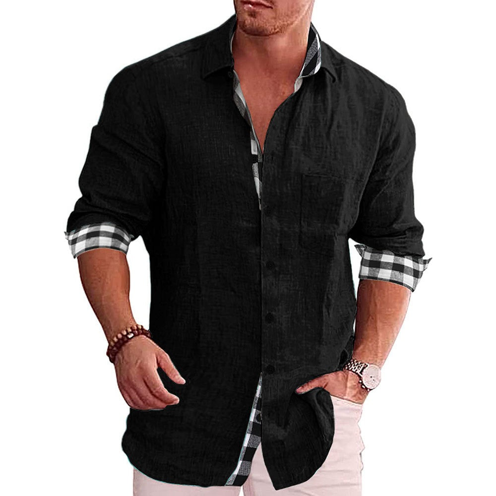 Cotton and linen men's button down shirt