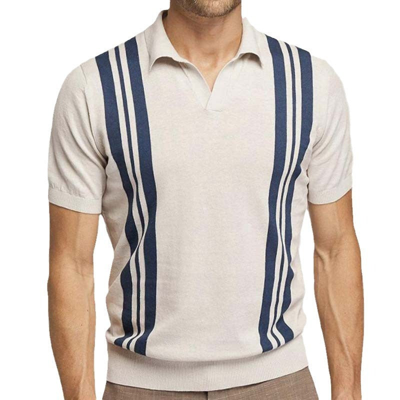 Striped short sleeved knitted shirt