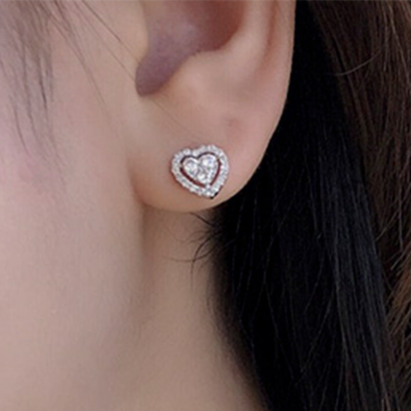 Rhinestone Heart Stud Earrings