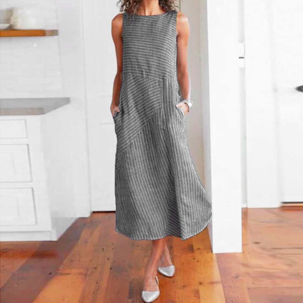 Summer Casual Striped Maxi Dress