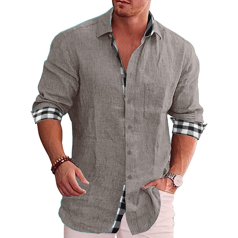 Cotton and linen men's button down shirt