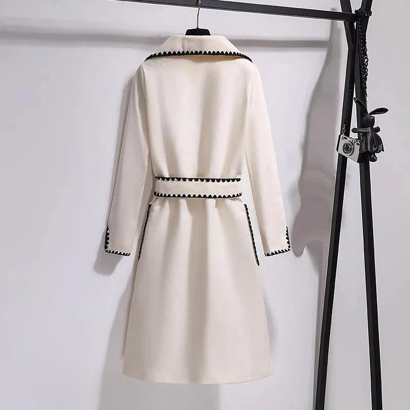 Oversized Long Lapel Slim Wool Blend Coat