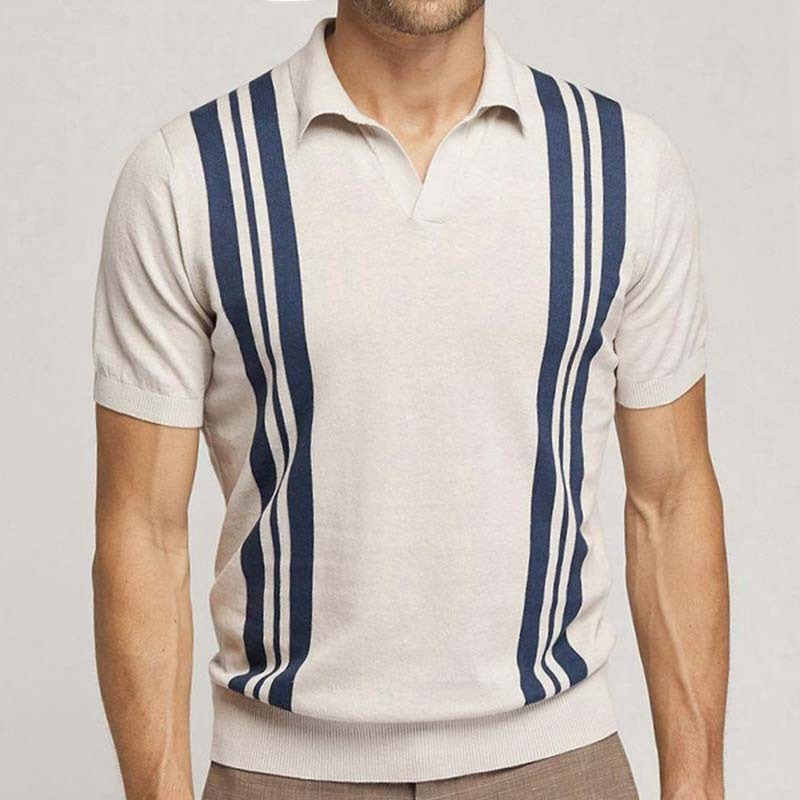 Striped short sleeved knitted shirt