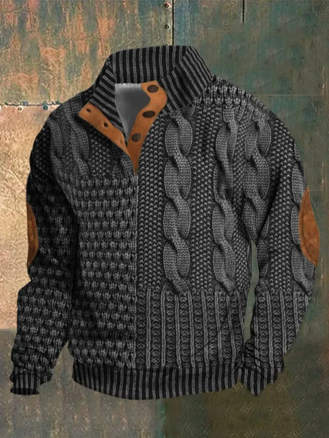 Men's Standing collar button Sweater