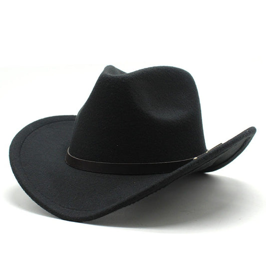 Western Denim Felt Curled Hat