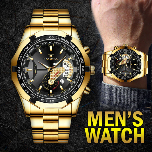 Waterproof Gold Watch Classic Stainless Steel