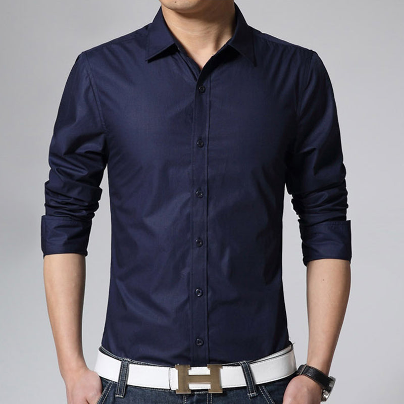 Plain Button Up Long Sleeve Shirt