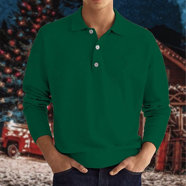 Long Sleeve Button Polo Shirt