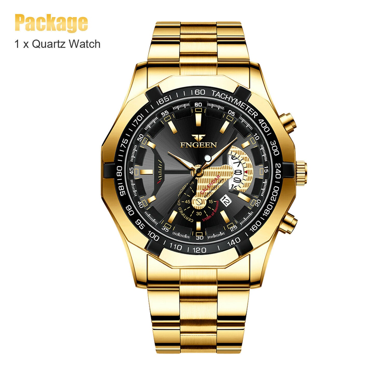 Waterproof Gold Watch Classic Stainless Steel