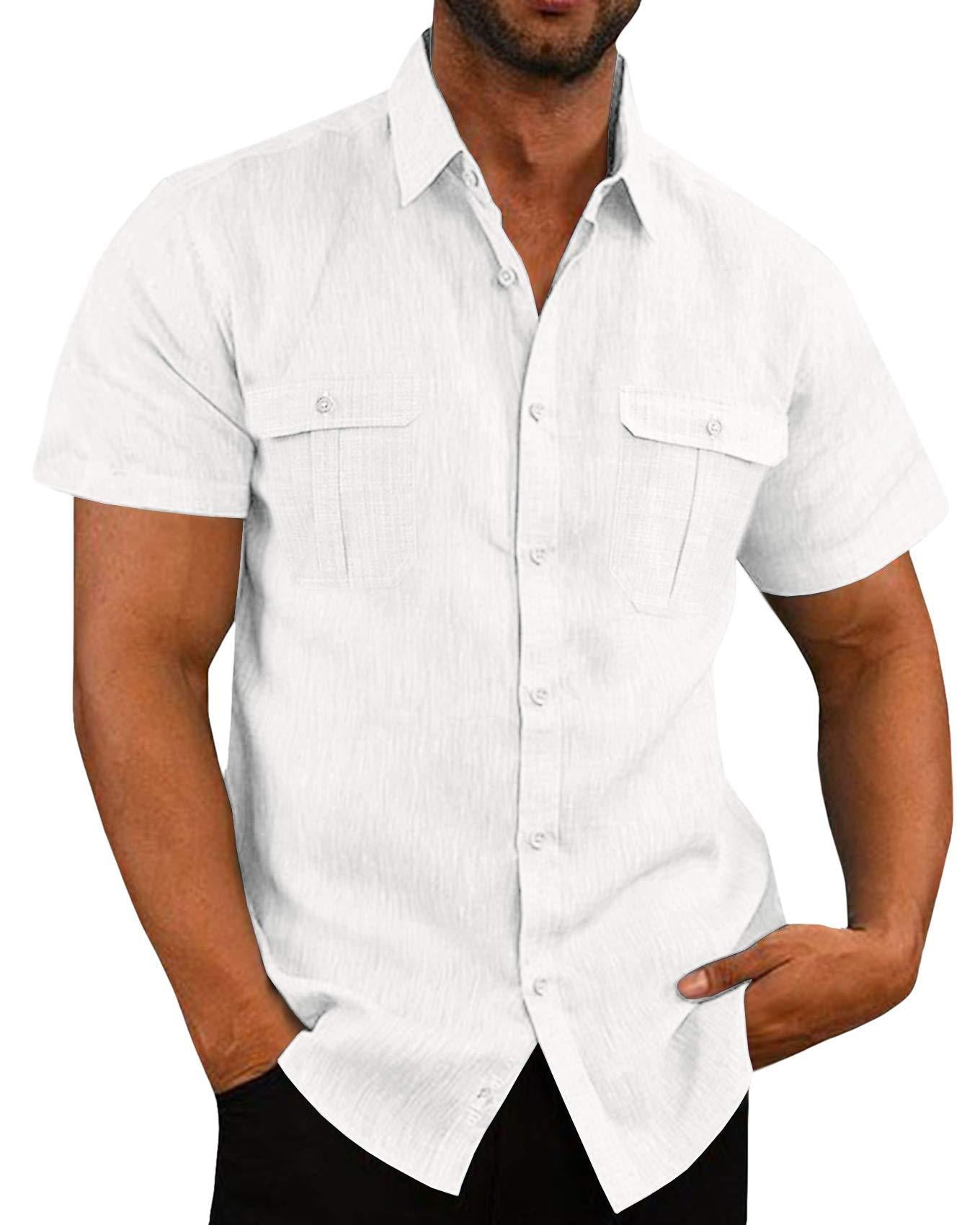 Wide Collar Short Sleeve Casual Shirt