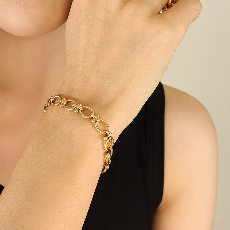 Gold & Steel Lock Bracelet