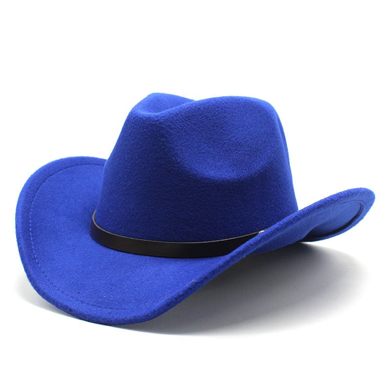 Western Denim Felt Curled Hat