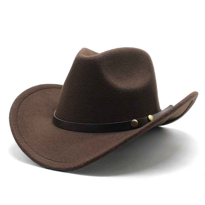 Western Denim Felt Curled Hat