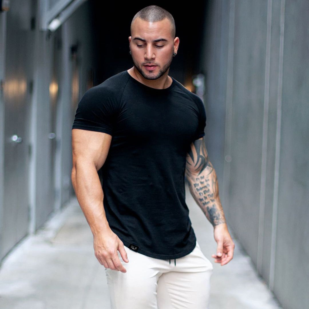 Men's Solid Color Sports Fitness T Shirt