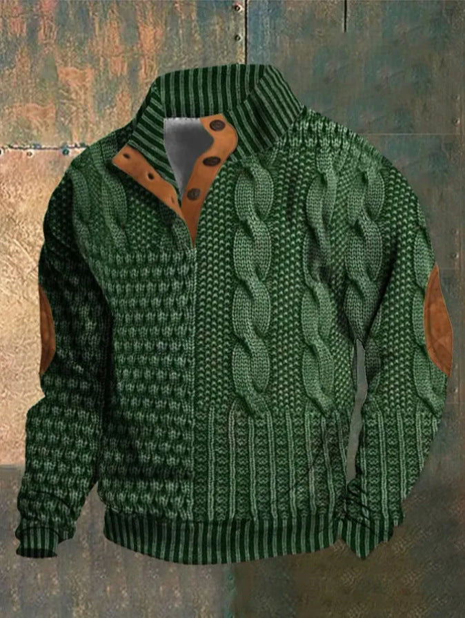 Men's Standing collar button Sweater