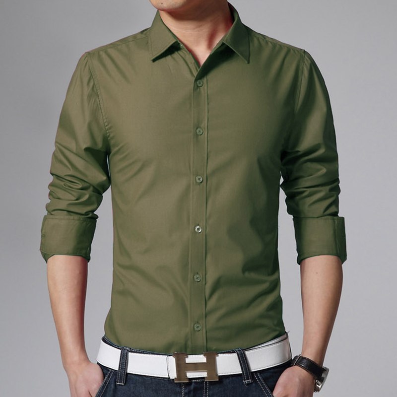 Plain Button Up Long Sleeve Shirt