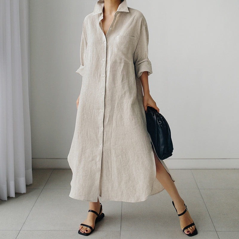 Maxi Long Sleeve Casual Tunic Dress