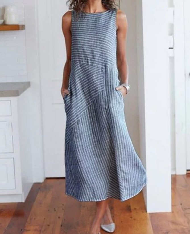 Summer Casual Striped Maxi Dress