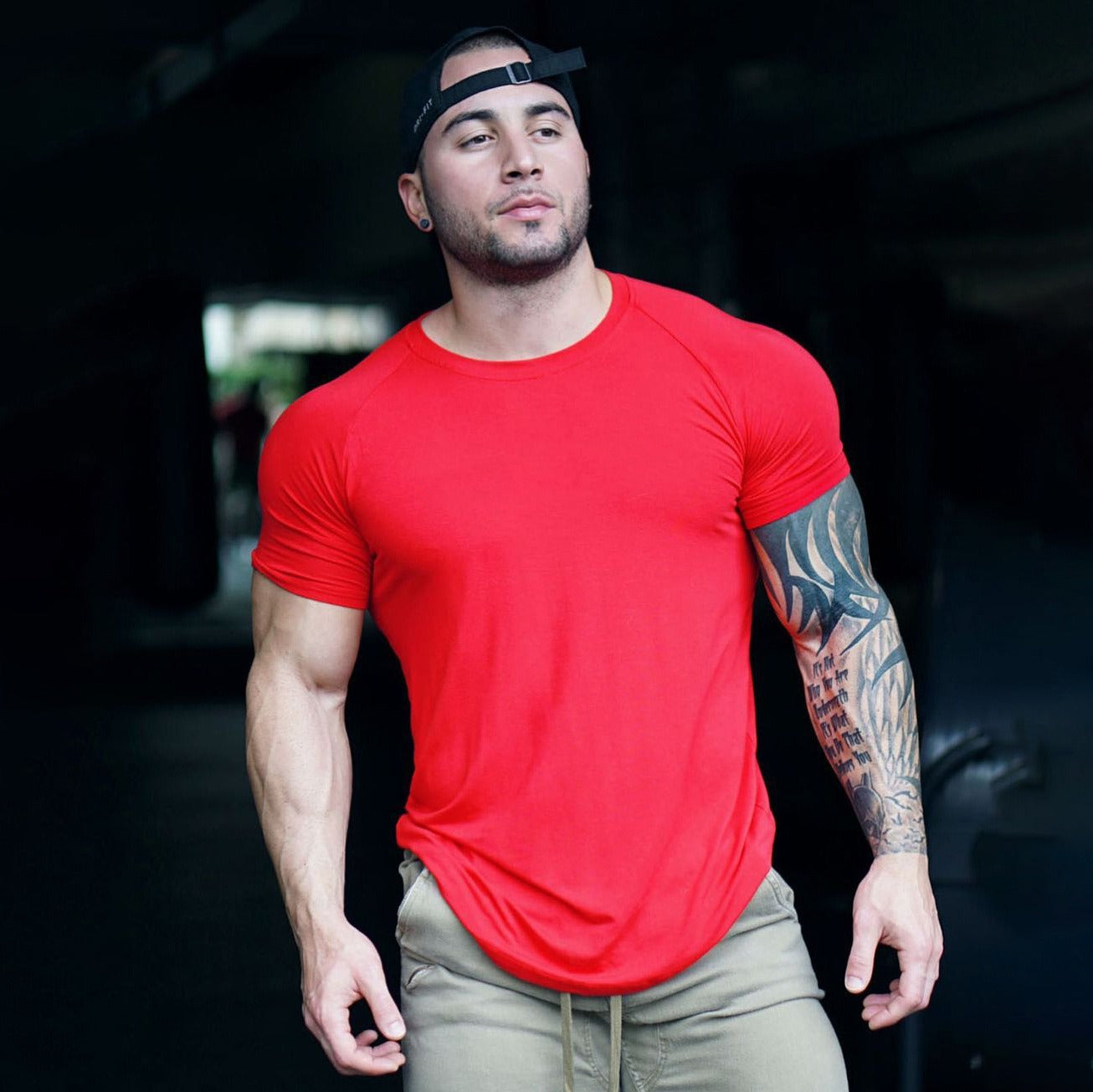 Men's Solid Color Sports Fitness T Shirt