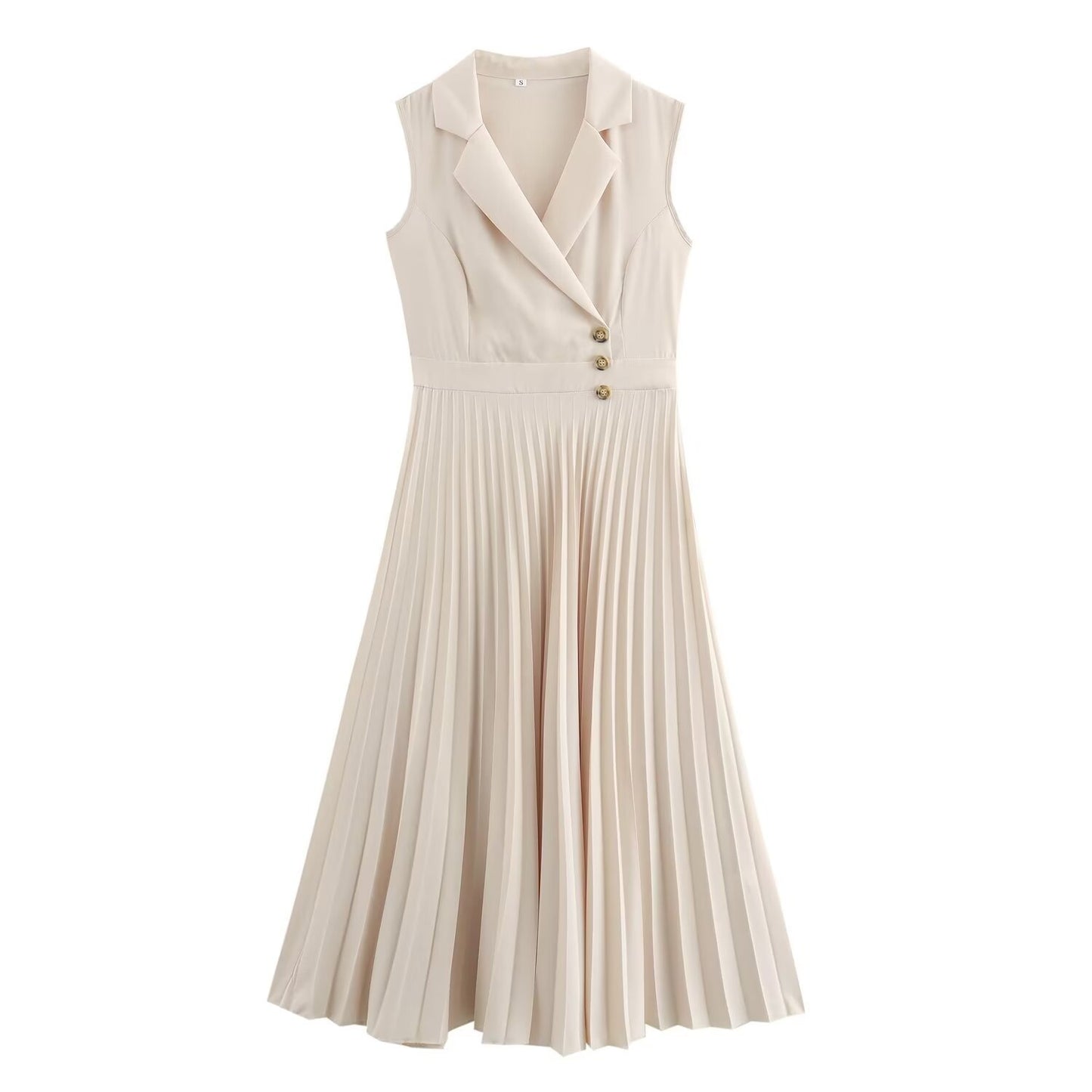 Sleeveless Pleated Suit Dress